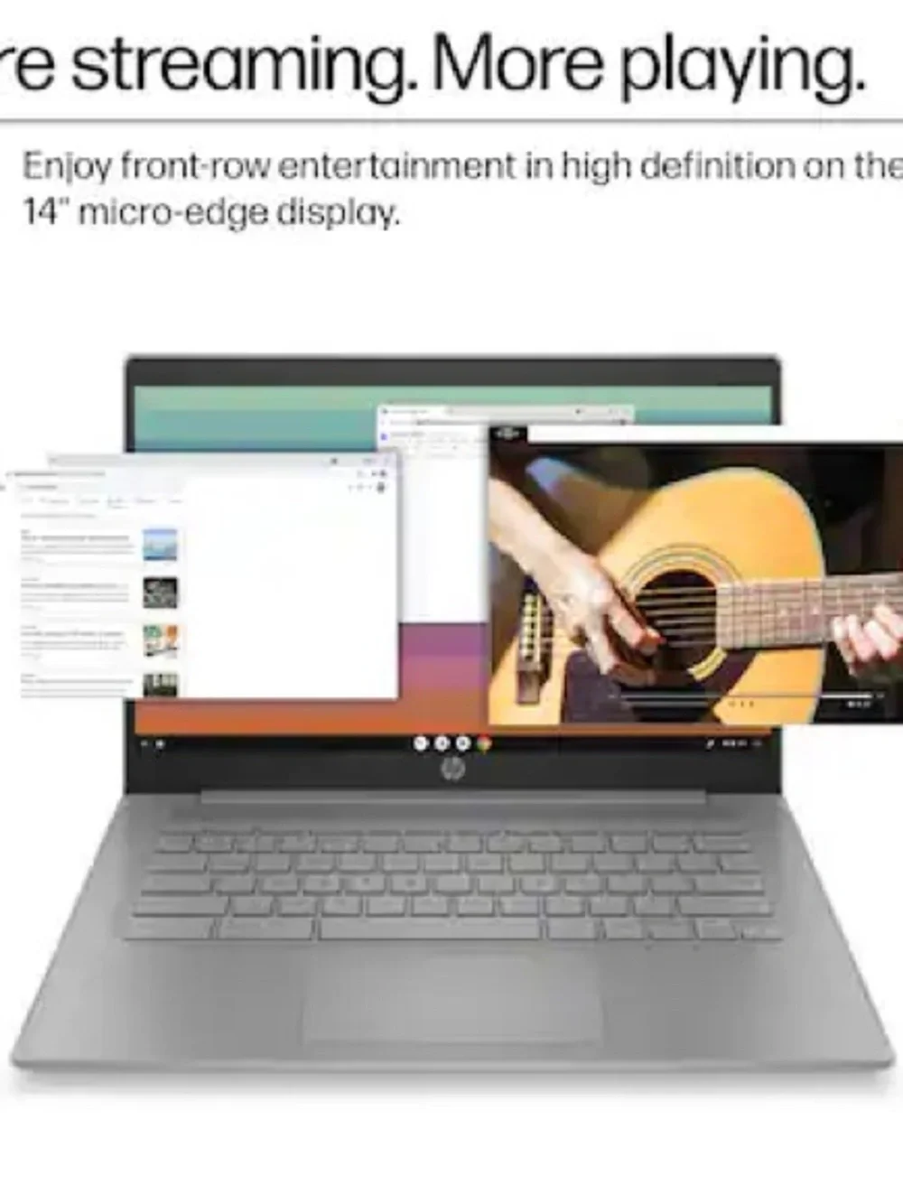 HP Gray Chromebook Laptop with Slim Keyboard